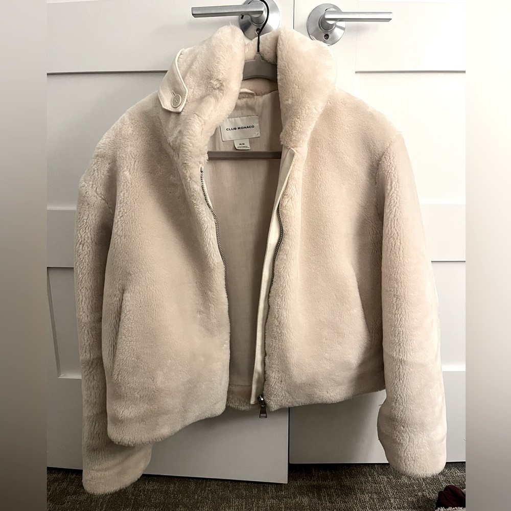 Club Monaco Faux Fur Bomber Jacket